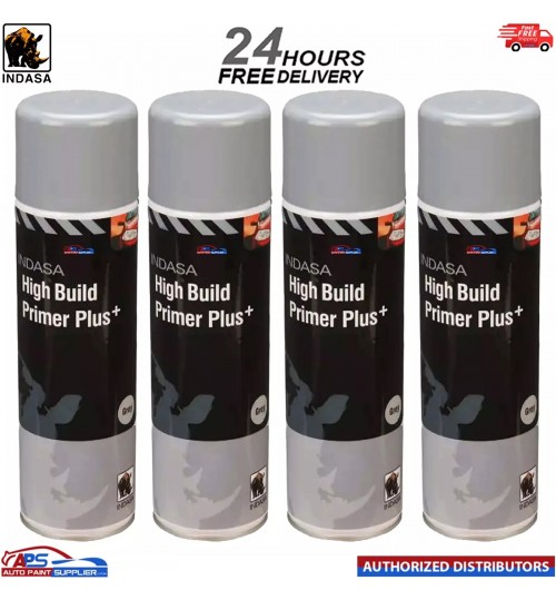 4X INDASA HIGH BUILD PRIMER+ AEROSOL GREY SPRAY PAINT 500ML